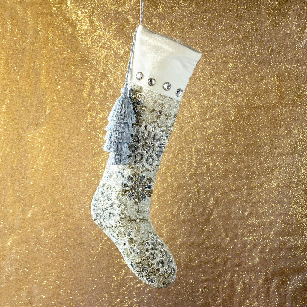 Frosty Flakes Beaded Stocking - Your Western Decor