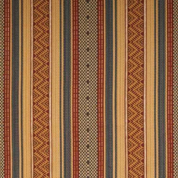 Striped fabric pattern with brown, beige, and blue colors - Made in the USA - Your Western Decor