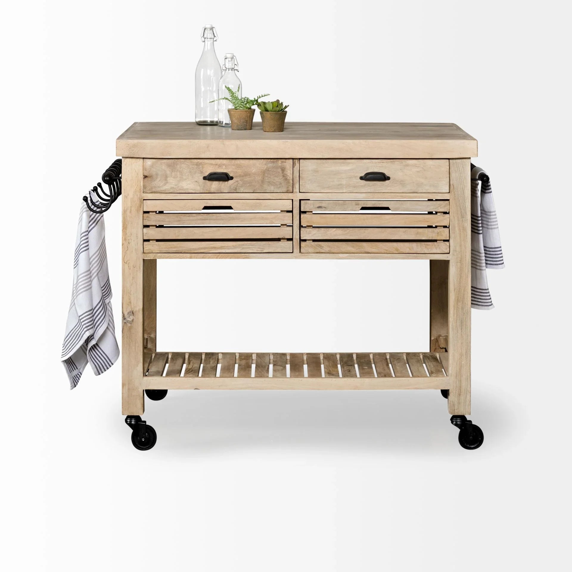 Modern Farmhouse Rolling Kitchen Island Or Bar Cart - Your Western Decor