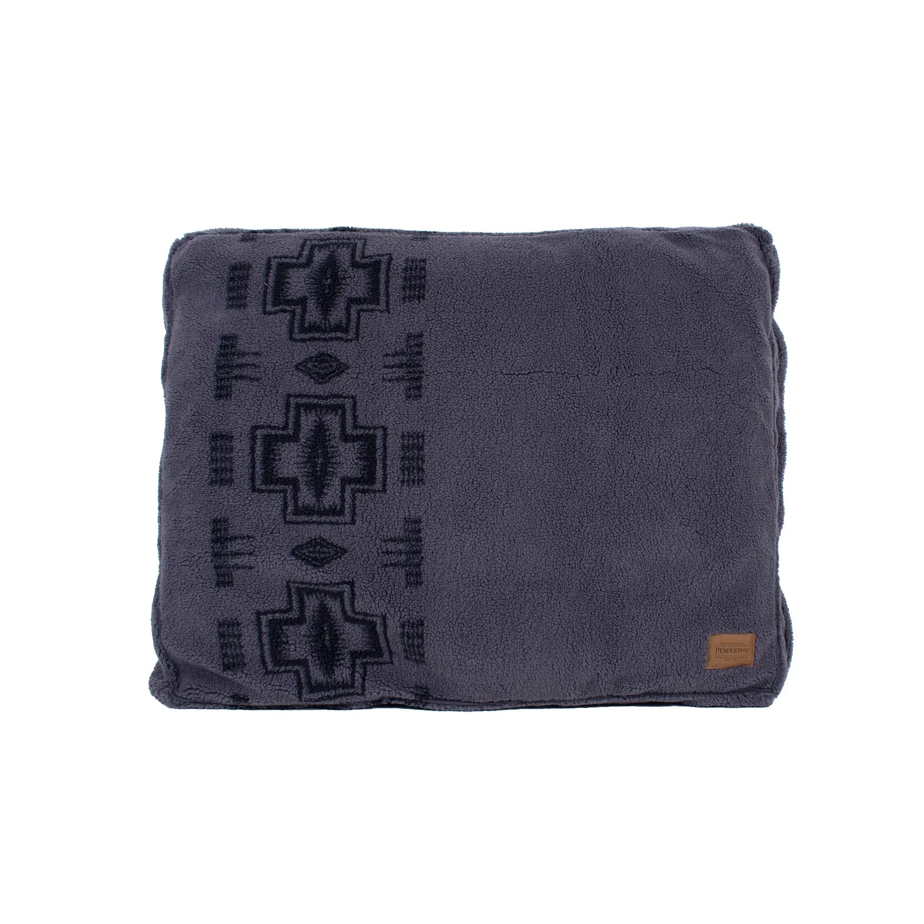 Harding Berber Napper Dog Bed - Grey with Black Harding Pattern - Pendleton embroidered logo - Rectangular - Your Western Decor
