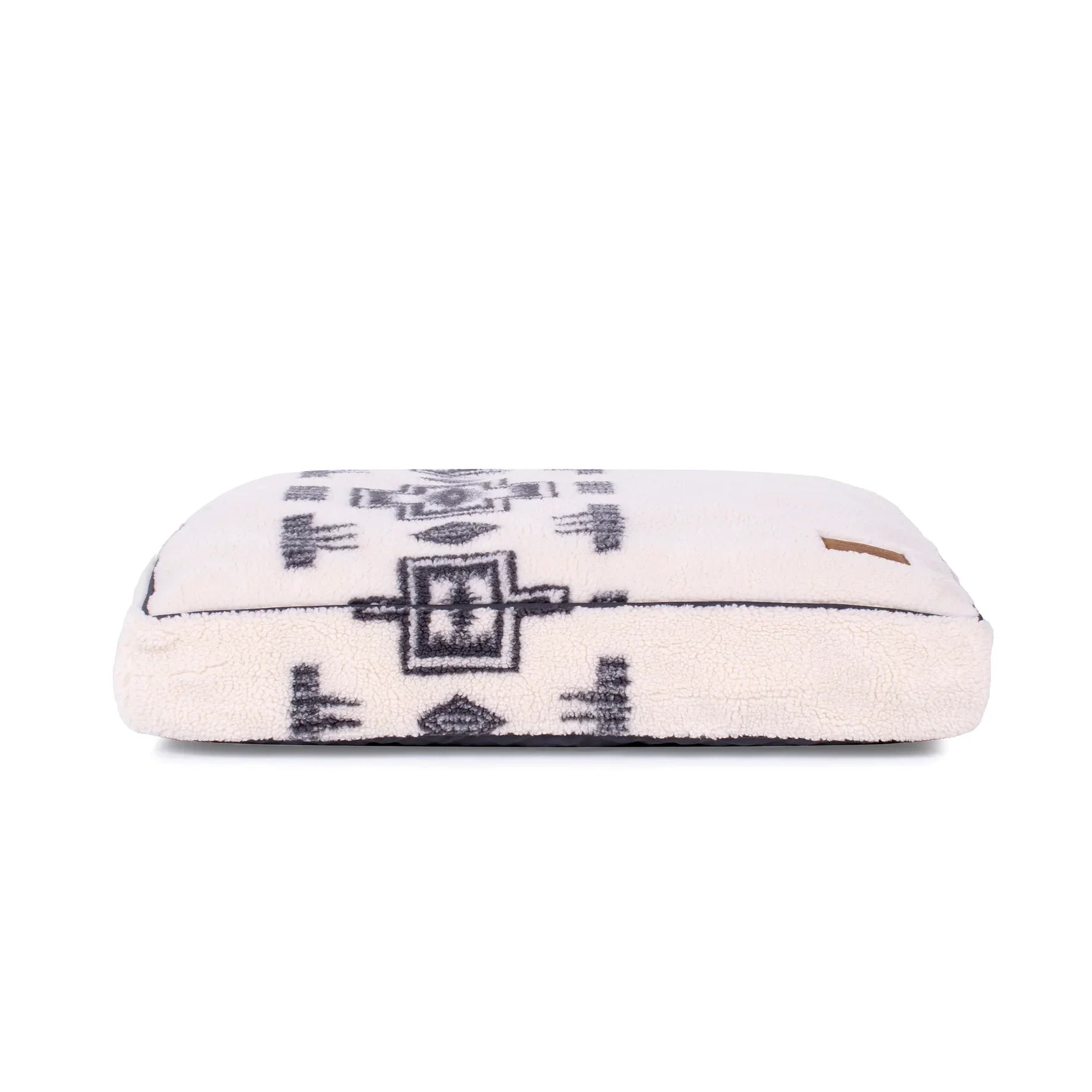 Harding Berber Napper Dog Bed - Ivory = with grey Harding Pattern - Pendleton embroidered logo - Rectangular - Your Western Decor