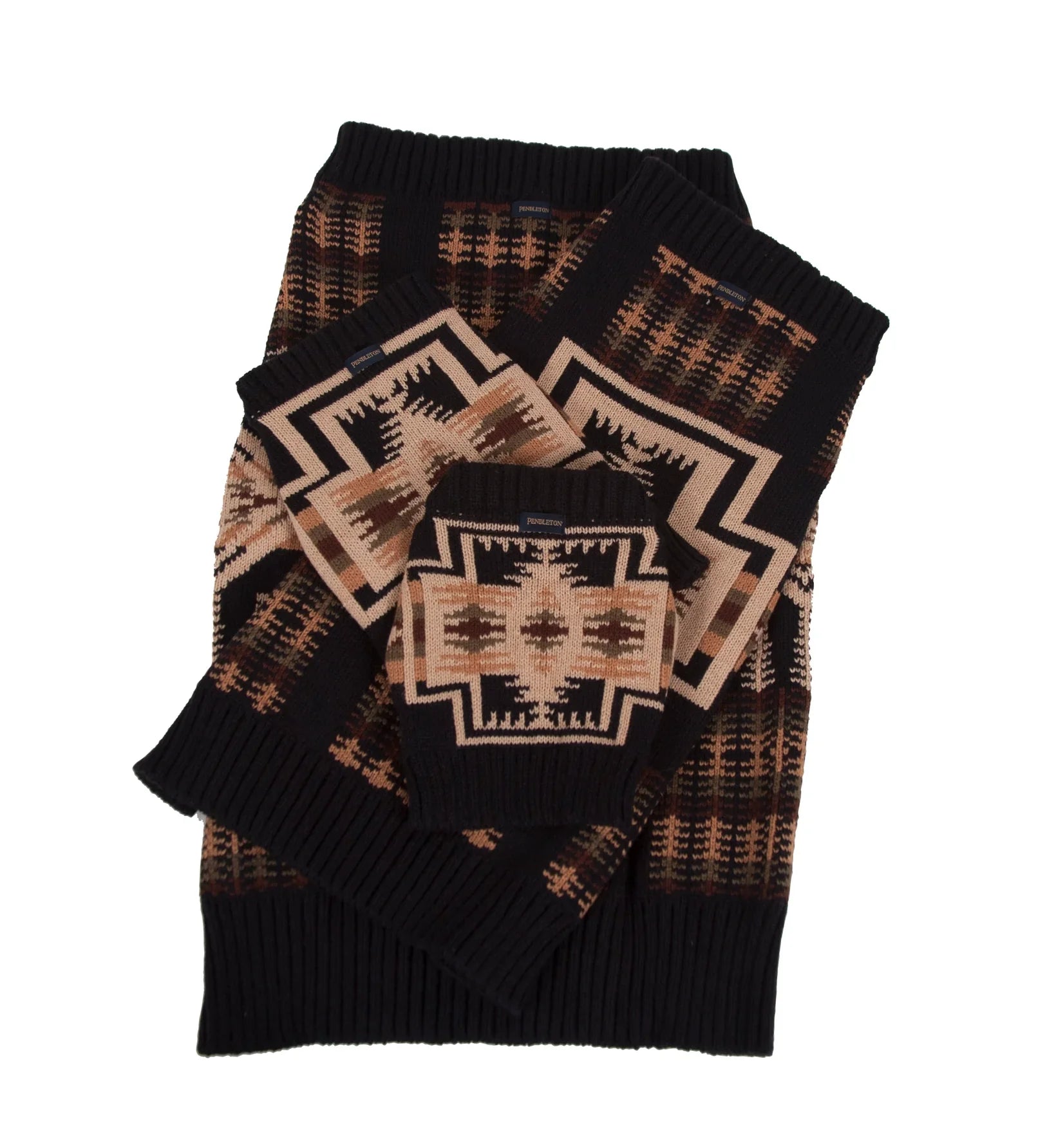 Harding Pet Sweater - Pendleton Harding Pattern - Black, browns & tan - Knitted - Your Western Decor