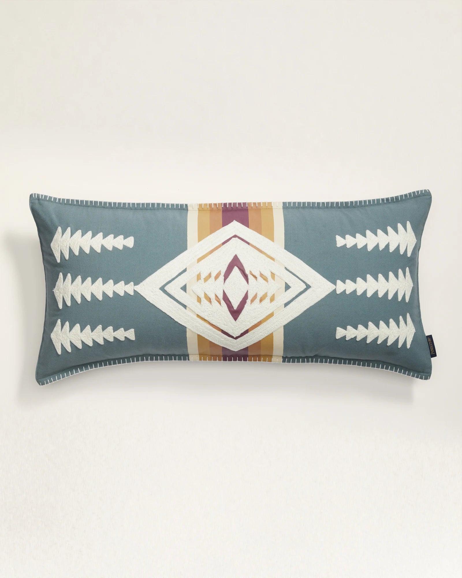 Harding Embroidered Oblong Pillow -Slate - Pendleton Harding Pattern - Your Western Decor