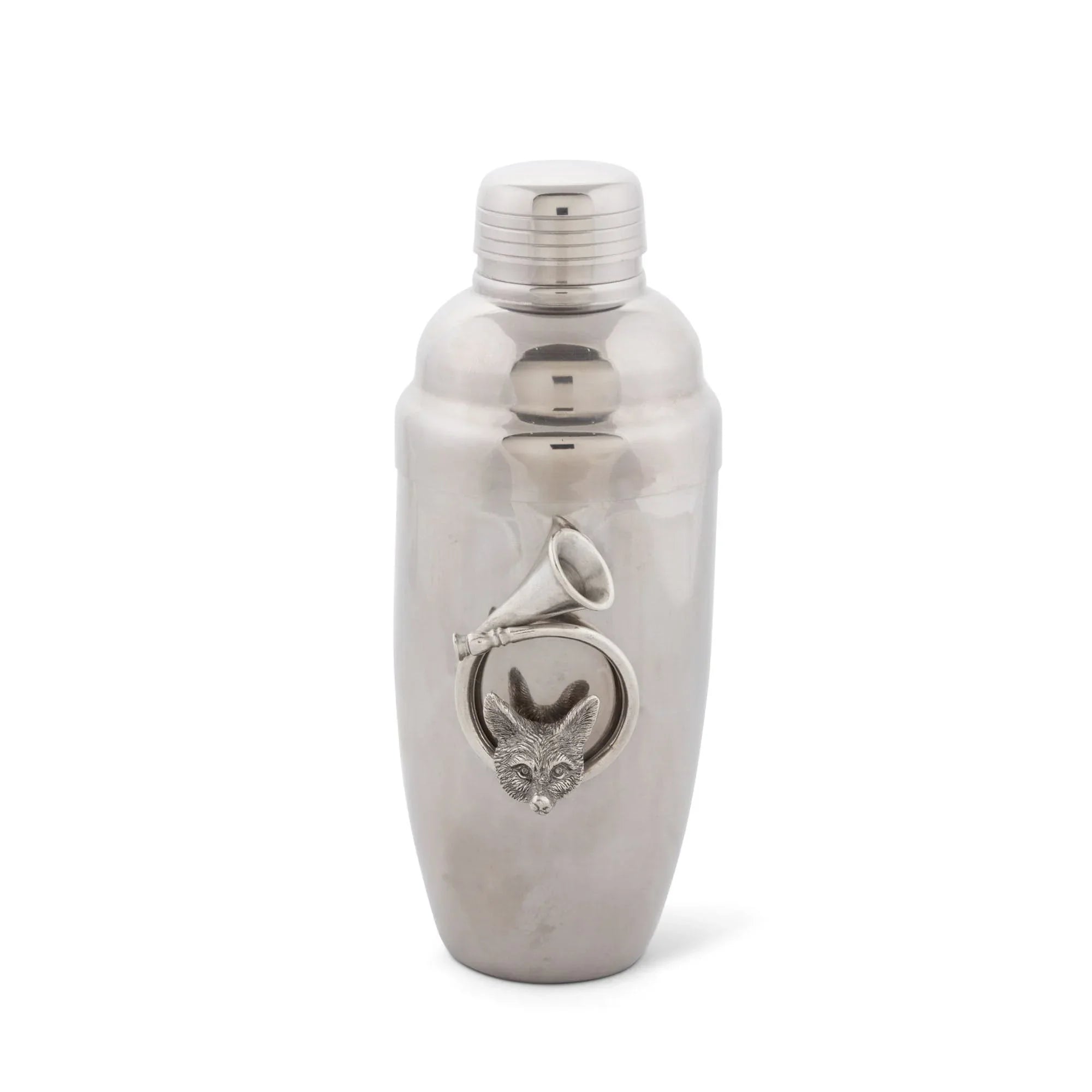 Stainless steel cocktail shaker with hunt horn and fox inlay - Your Western Decor