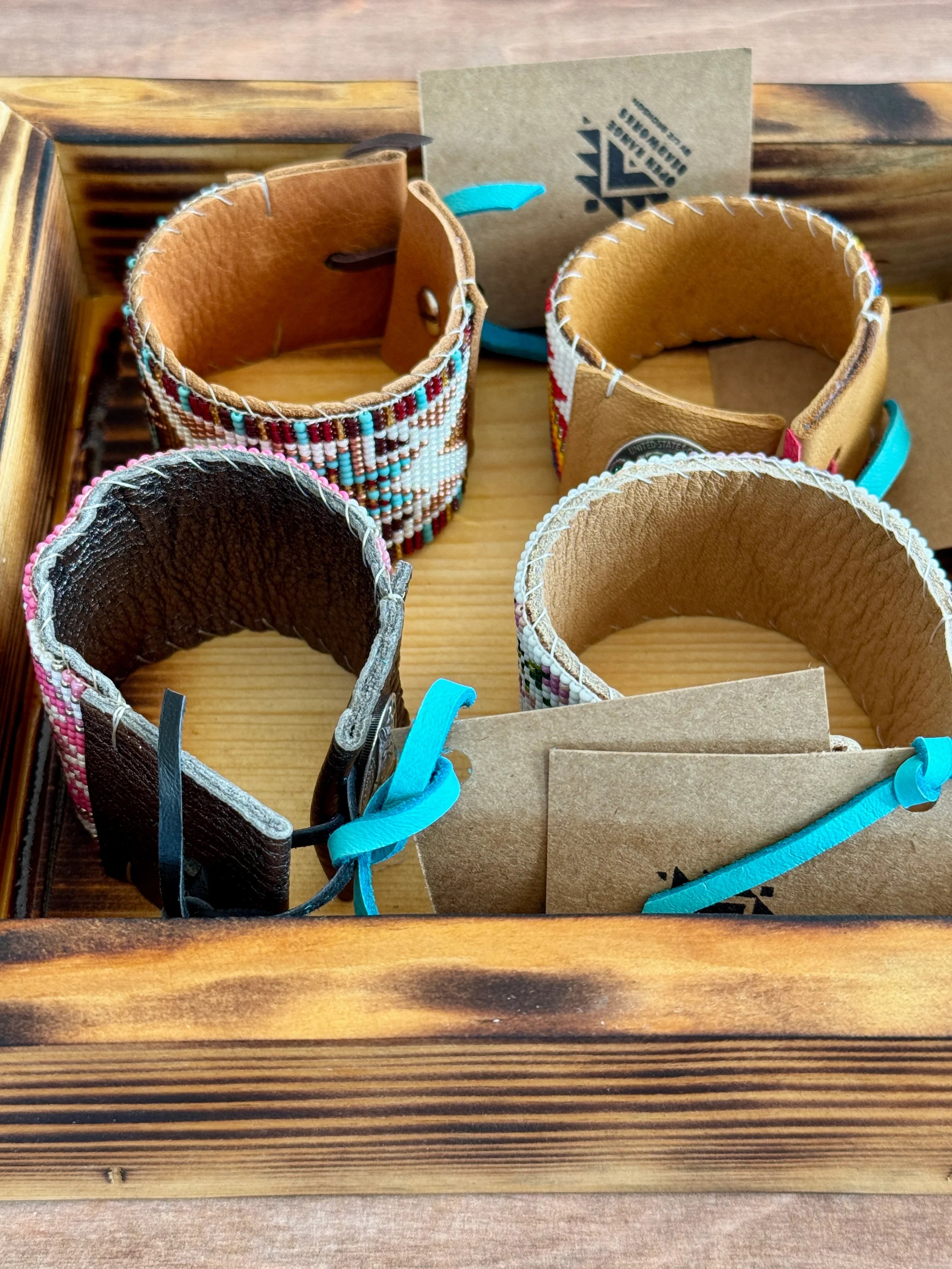 Handmade Native American Beaded and Leather Bracelets, made in Pendleton Oregon - Your Western Decor