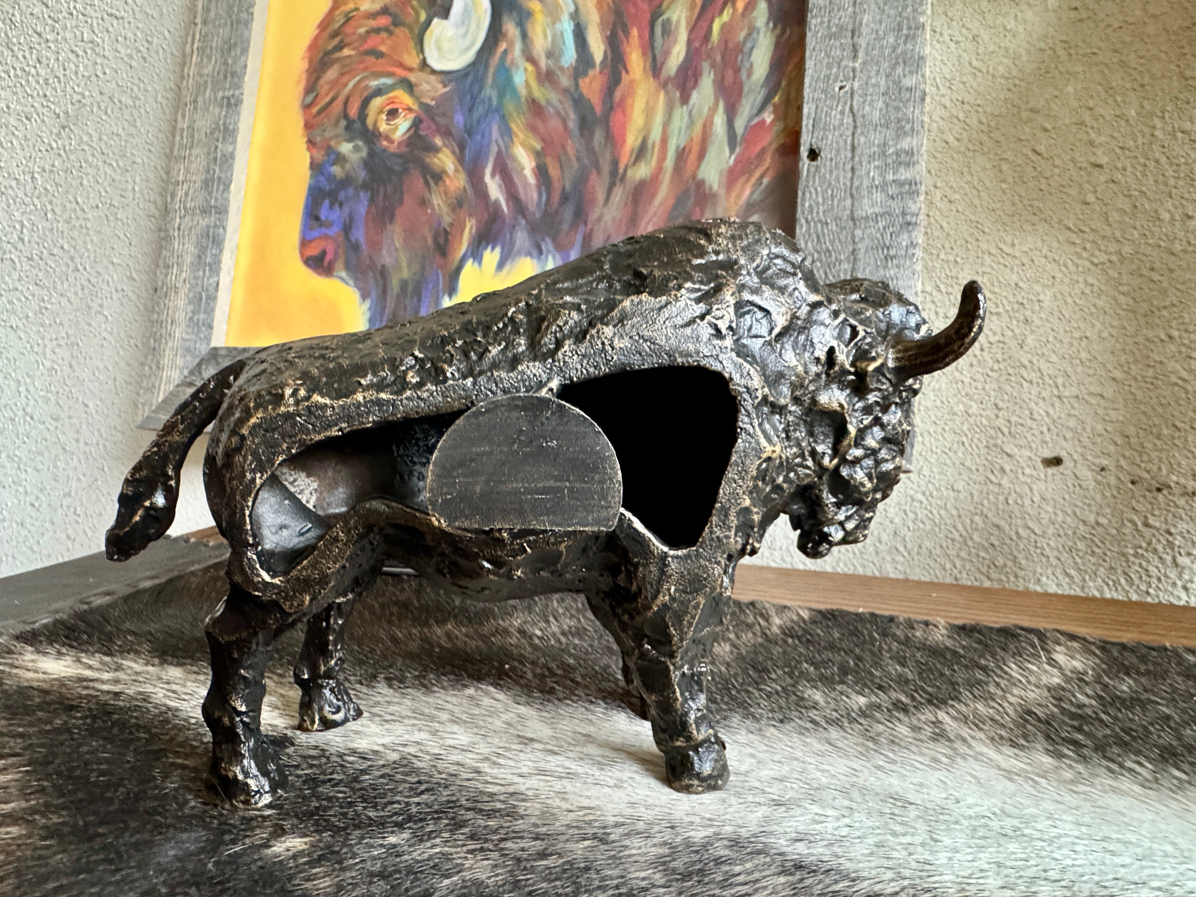 western buffalo decor cast iron bison sculpture