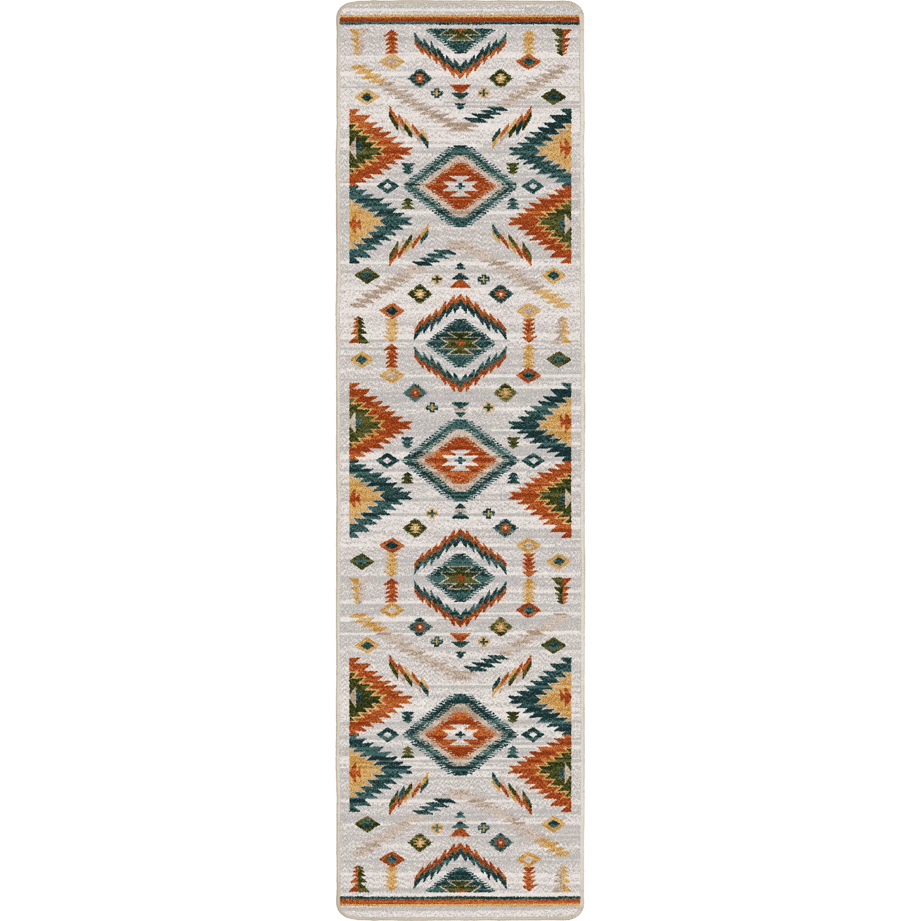 American made Southwestern Interlaced Horizon Floor Runner Rug with geometric patterns - Your Western Decor