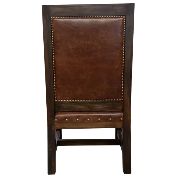 Back view of brown leather dining chair - Your Western Decor