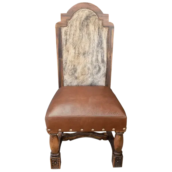 Light Brindle Dining Chair. Brown leather chair with cowhide backrest