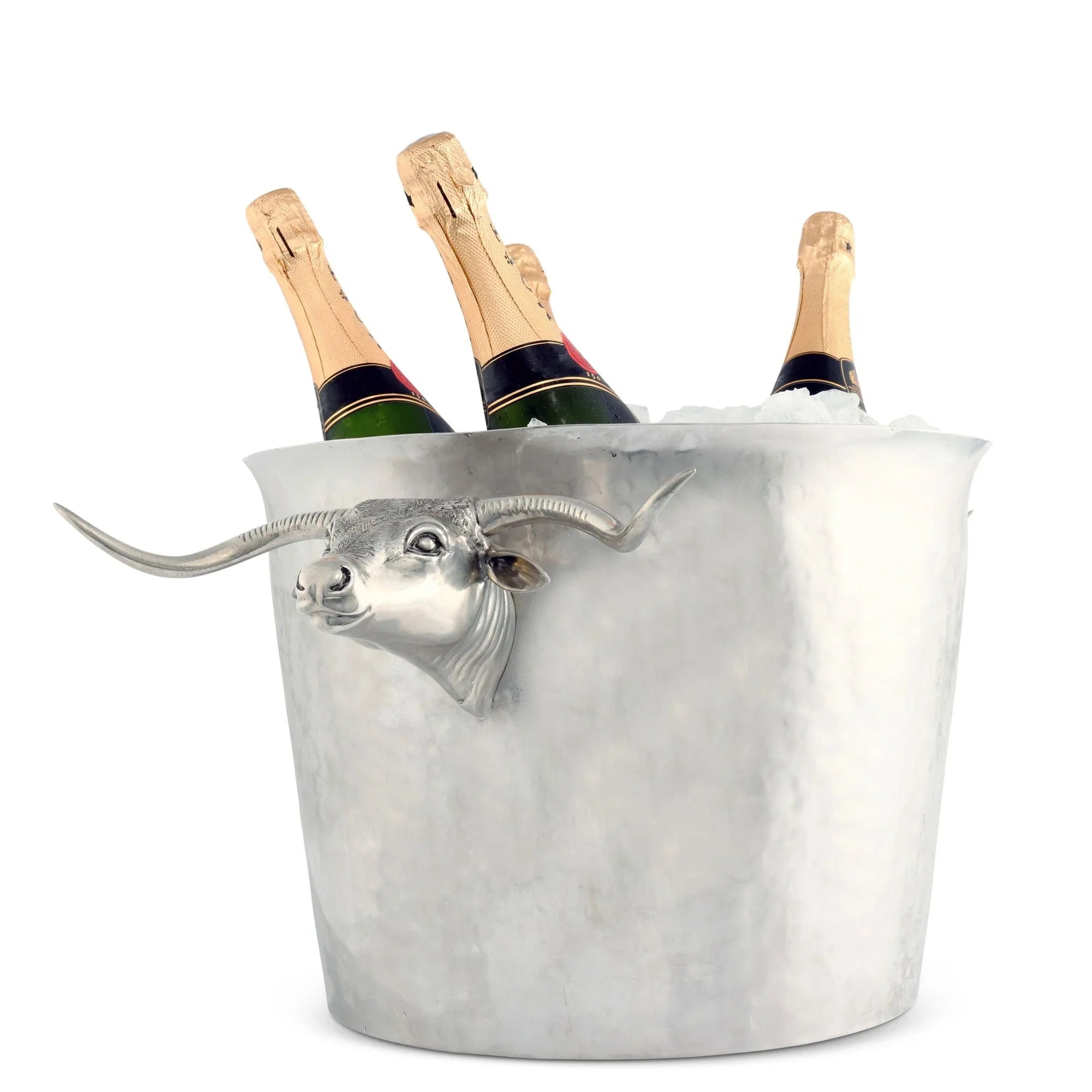 Long Horn Steer Ice Tub Punchbowl - Stainless Seel - Longhorn handles - Your Western Decor