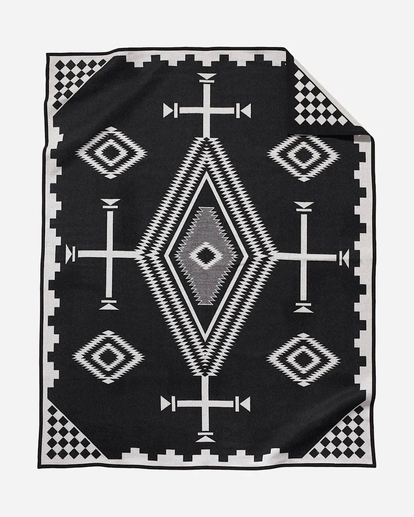 Los Ojos Black and White Pendleton Twin Blanket made in Oregon Woolen Mill - Your Western Decor