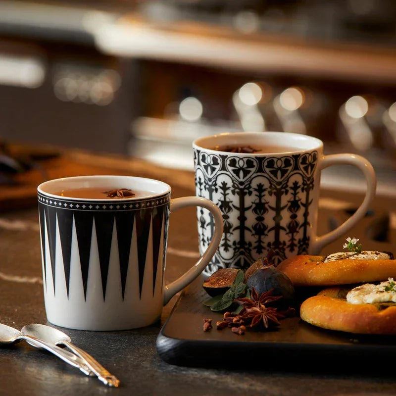 Matriarch Black & White Pattern Porcelain Mugs - Your Western Decor