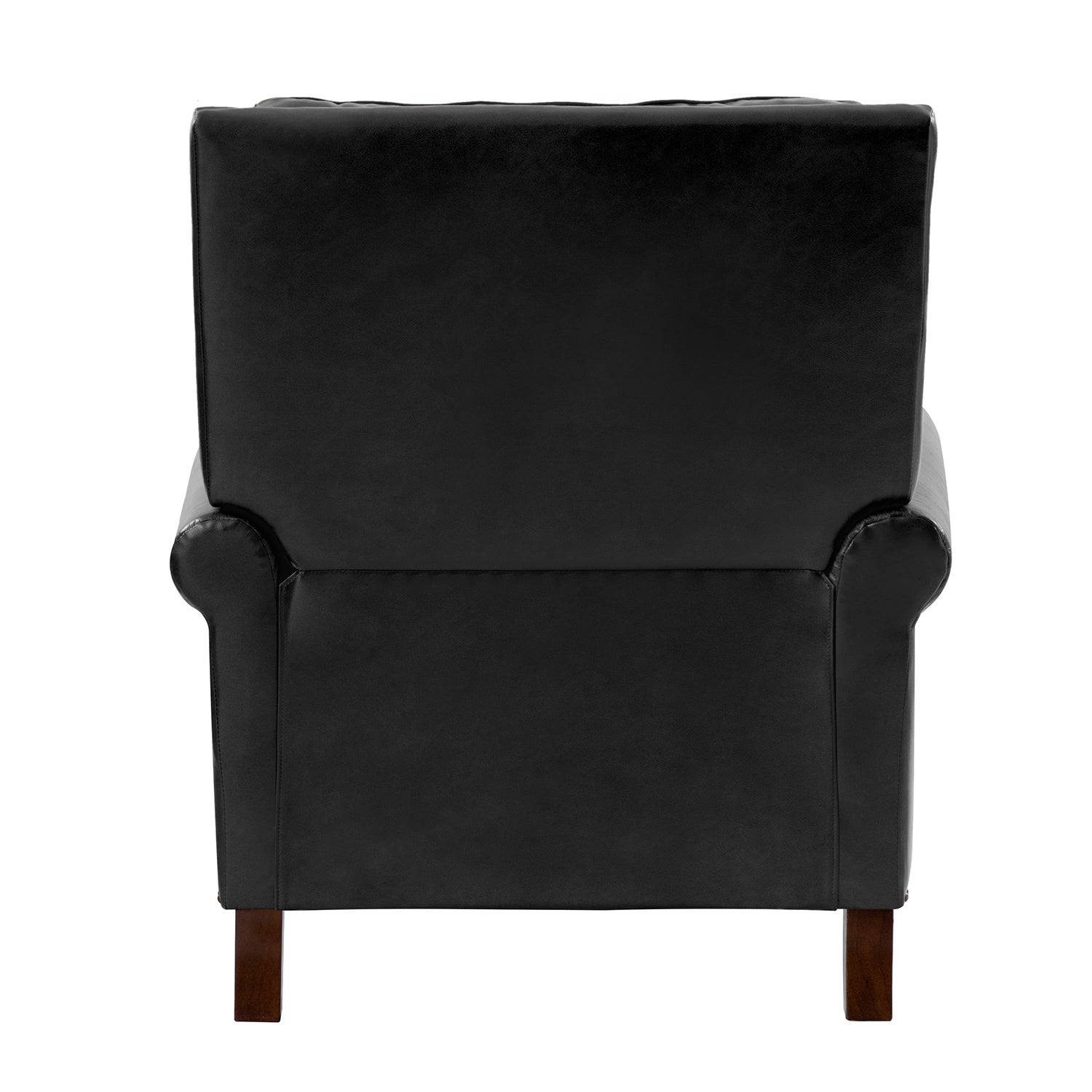 Midnight Canyon Leather chair back view in black genuine leather with smooth upholstered finish and structured silhouette