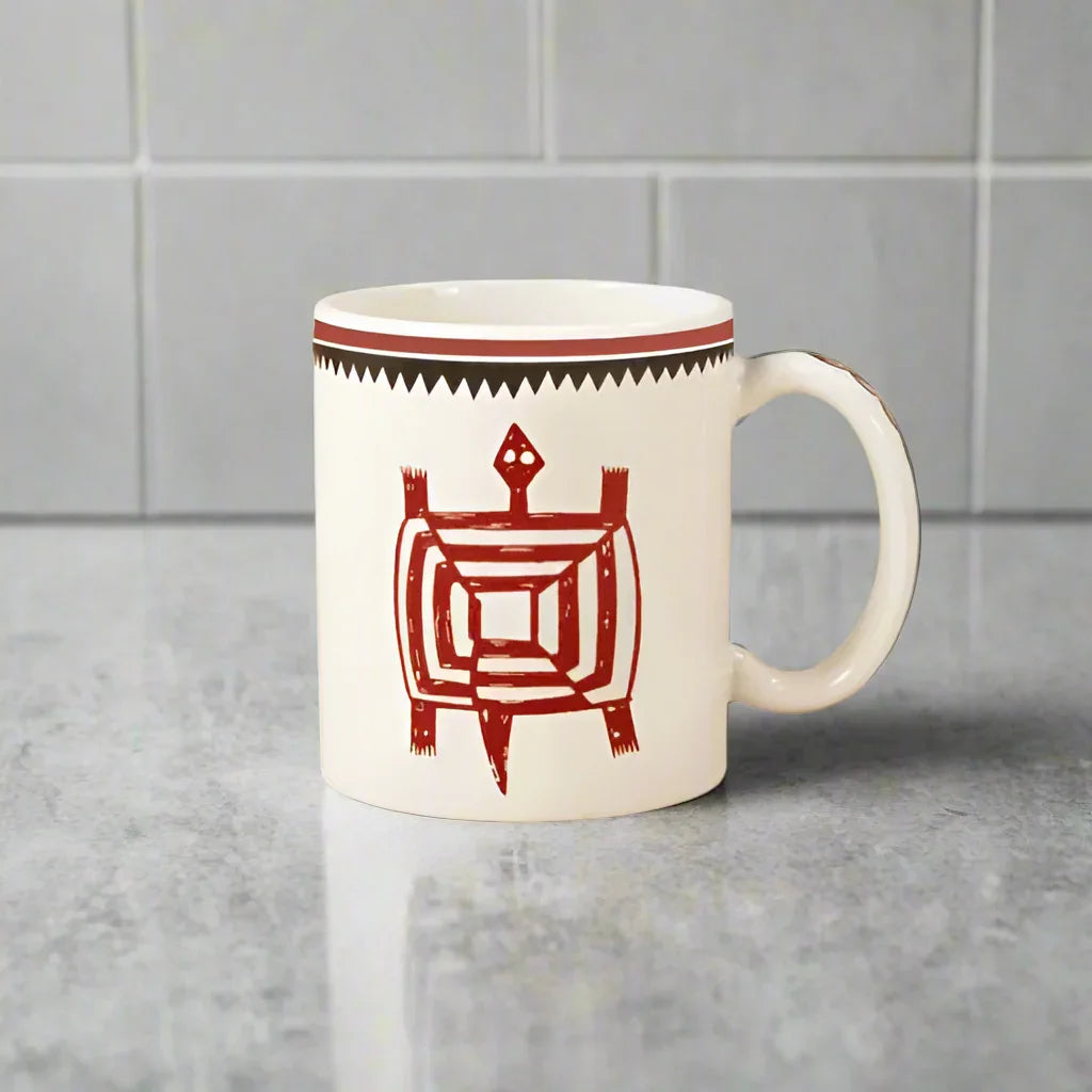 Mimbreno turtle mug in red white black. Made in the USA - Your Wsetern Decor