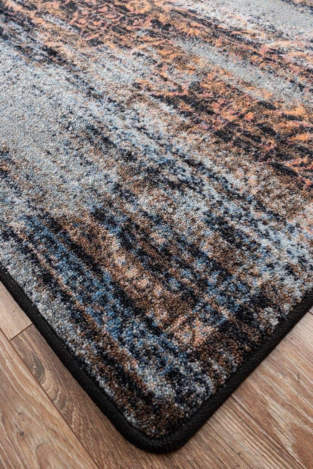 Montreal Distressed Elements Rug Corner Detail - Made in the USA - Your Western Decor