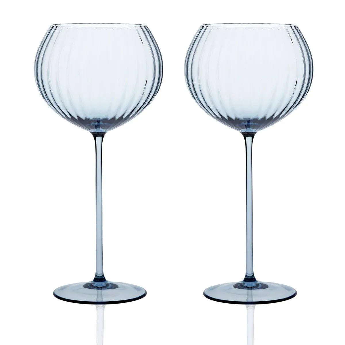 Mouth-blown Blue Red Wine Glasses - Your Western Decor