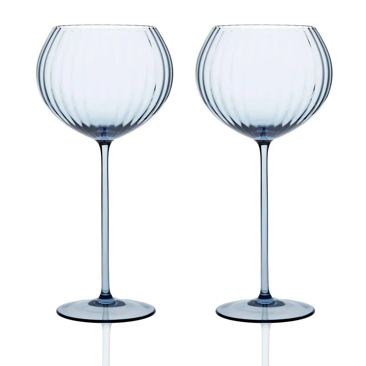 Mouth-blown Blue Red Wine Glasses - Your Western Decor