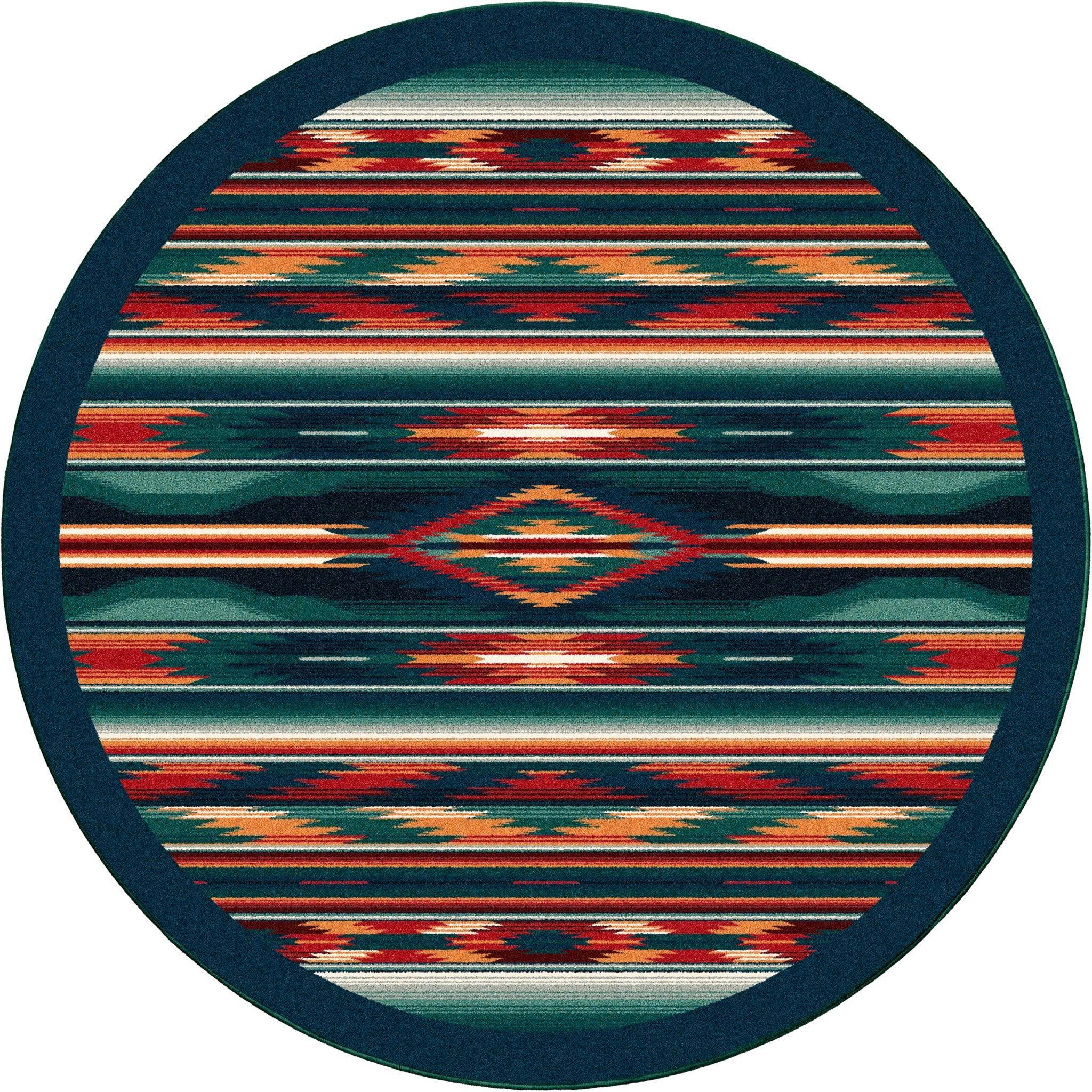 Multi Emerald Round Area Rug - Rugs made in the USA - Your Western Decor