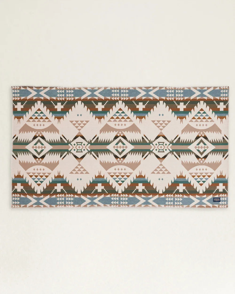 Nehalem Saddle Blanket Cream - Wool & Cotton - White, Green, Blues, Browns - Pendleton Woolen Mills - Your Western Decor