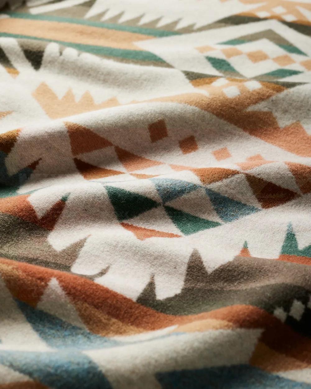 Nehalem Saddle Blanket Cream - Wool & Cotton - White, Green, Blues, Browns - Pendleton Woolen Mills - Your Western Decor