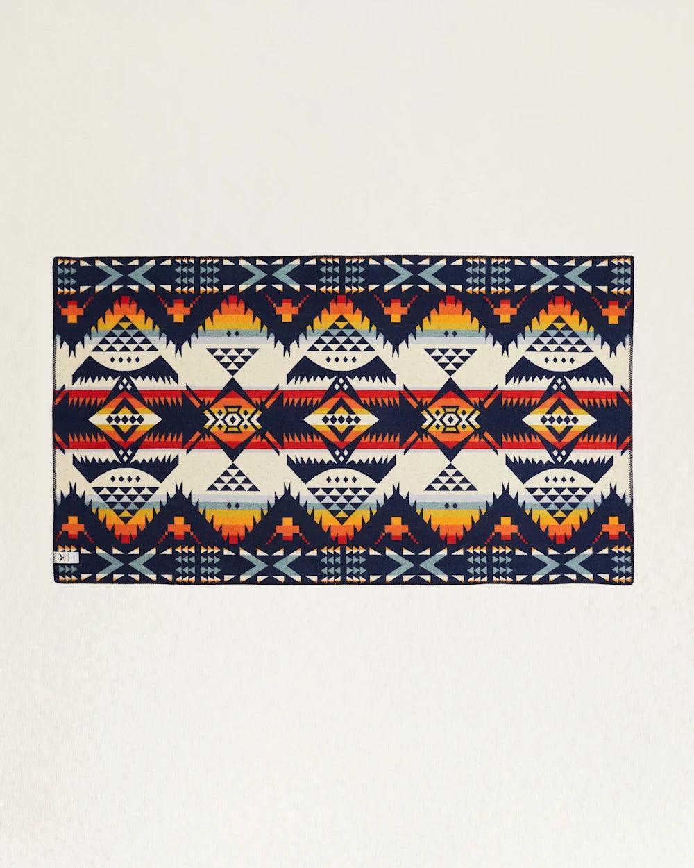 Nehalem Saddle Blanket Navy - Wool & Cotton - Navy Blue, Red, Orange, Yellow & White - Pendleton Woolen Mills - Your Western Decor