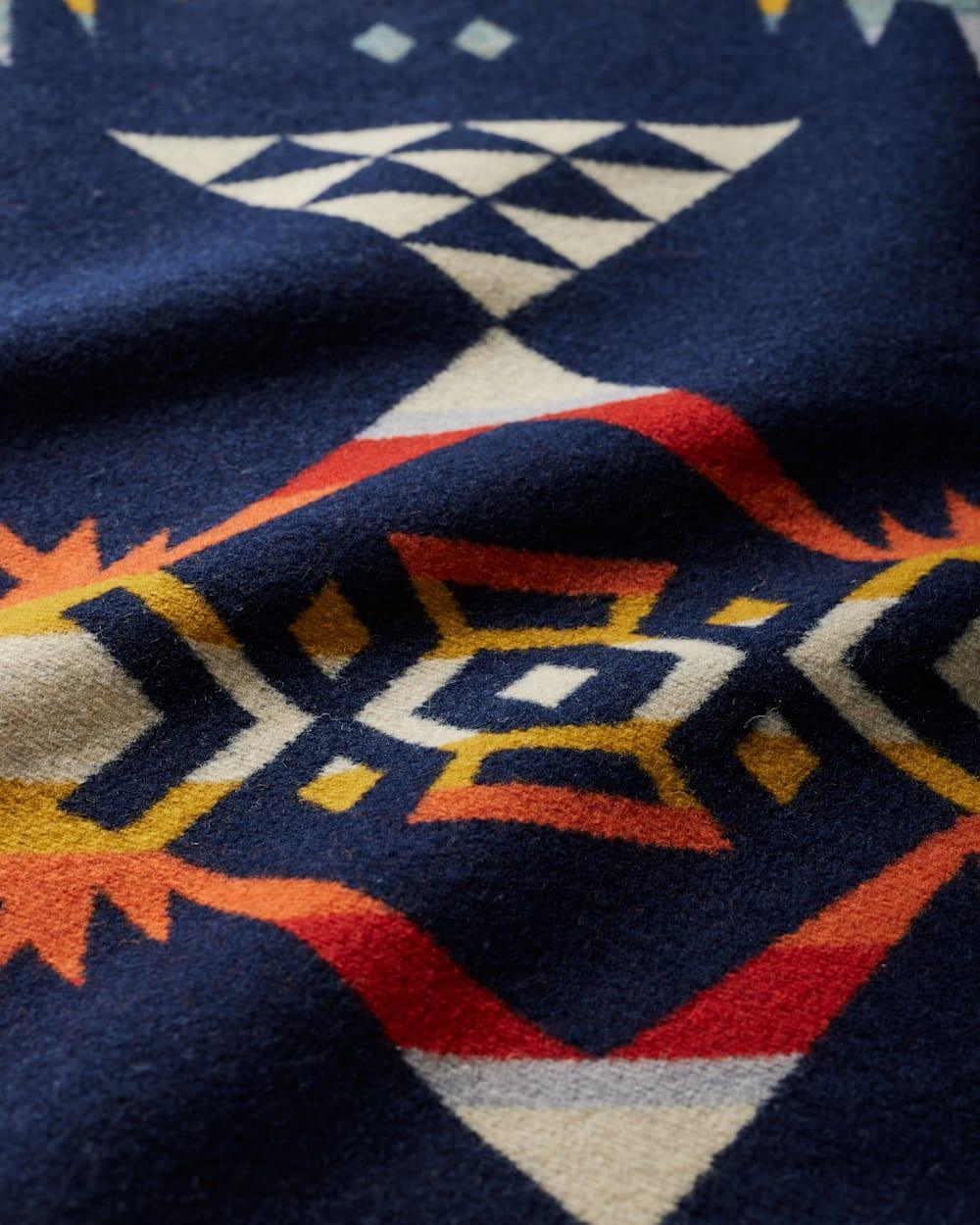 Nehalem Saddle Blanket Navy - Wool & Cotton - Navy Blue, Red, Orange, Yellow & White - Pendleton Woolen Mills - Your Western Decor