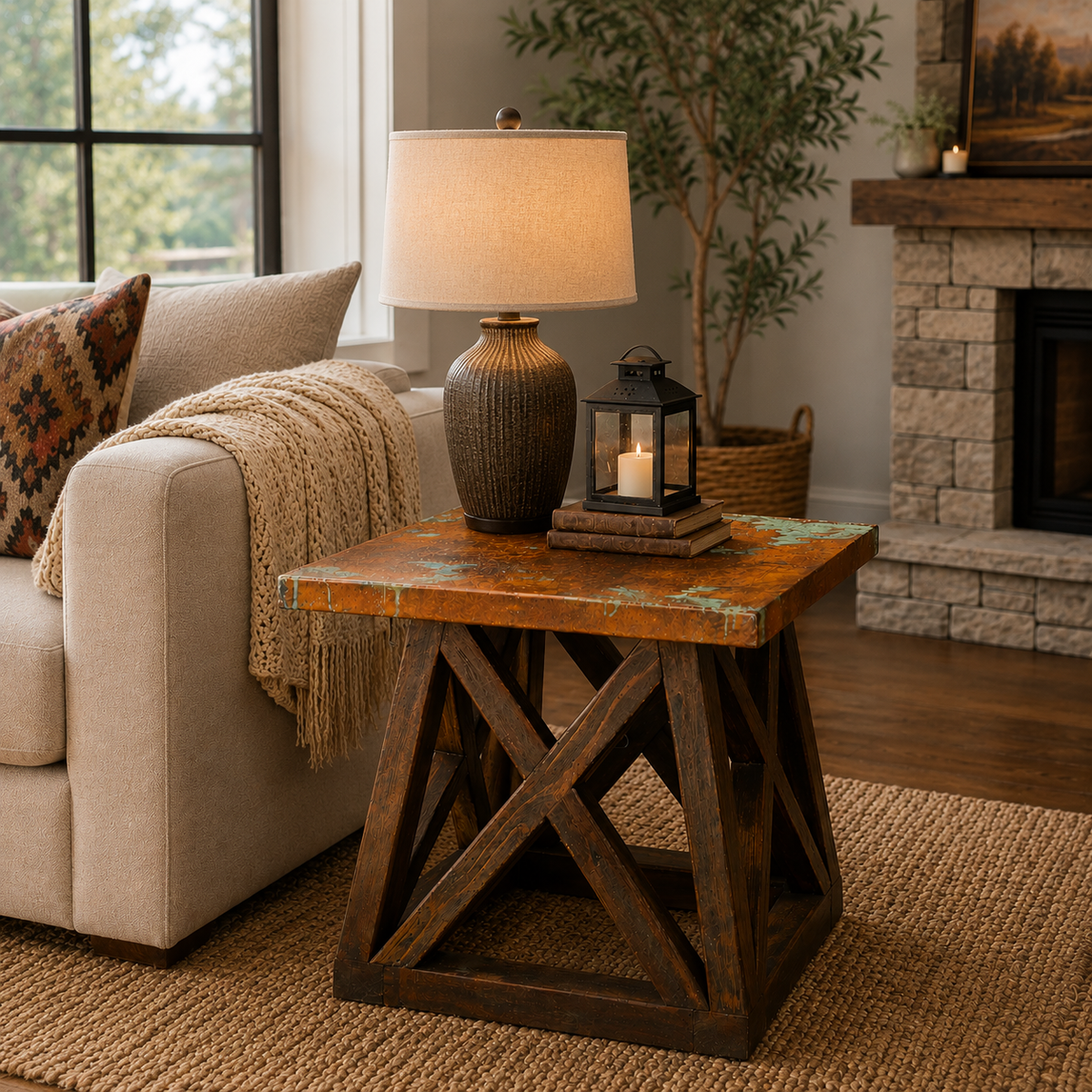 Oil Derrick Copper Side Table | Furniture | Your Western Decor