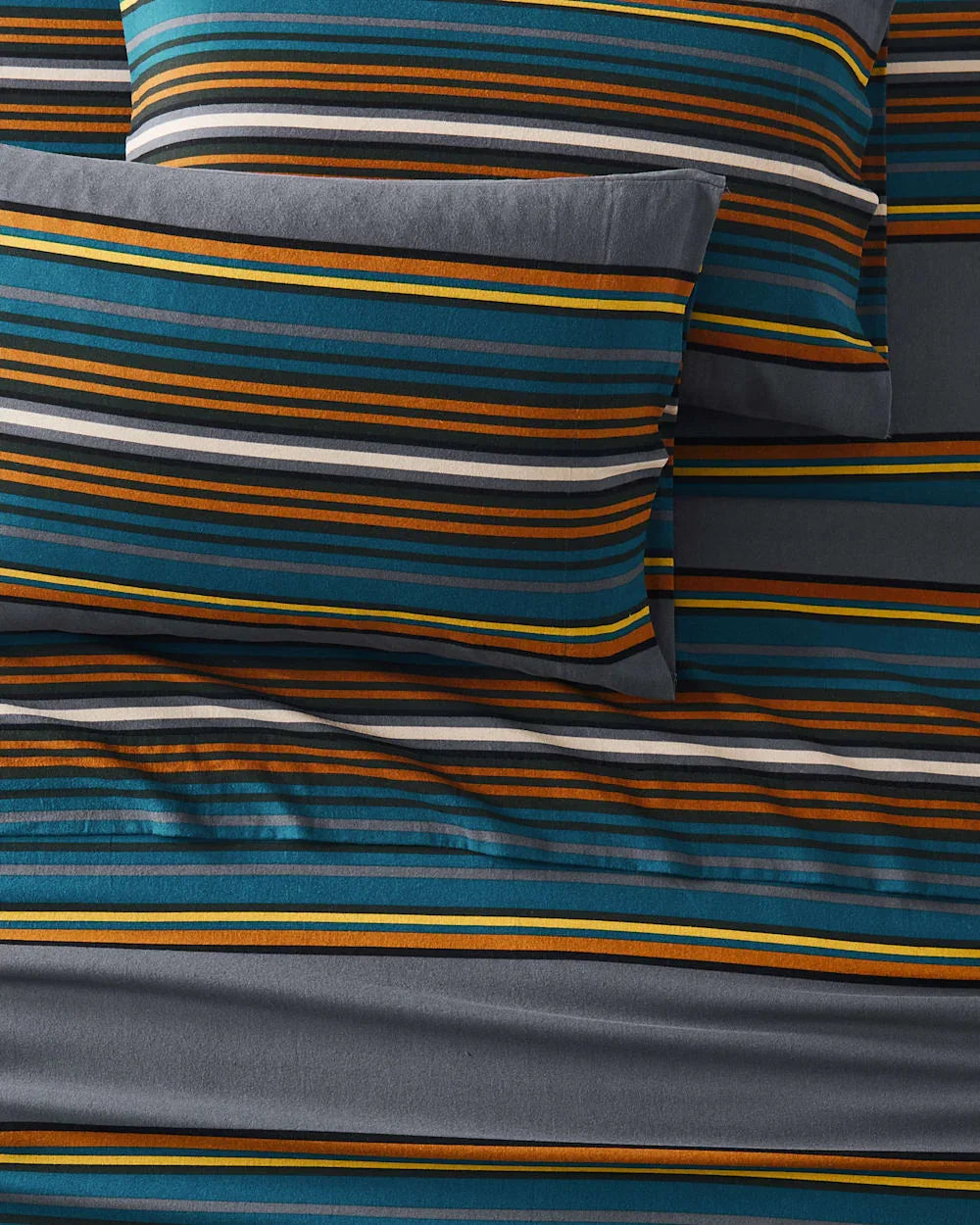 Olympic National Park Sheet Set - Grey with Blue, Orange, Yellow, White & Black stripes - Your Western Decor