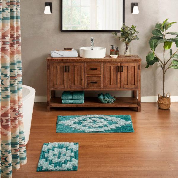 Pagosa Springs Bath Rugs - Pendleton Pagosa Design - Turquoise - Tufted Design - Your Western Decor