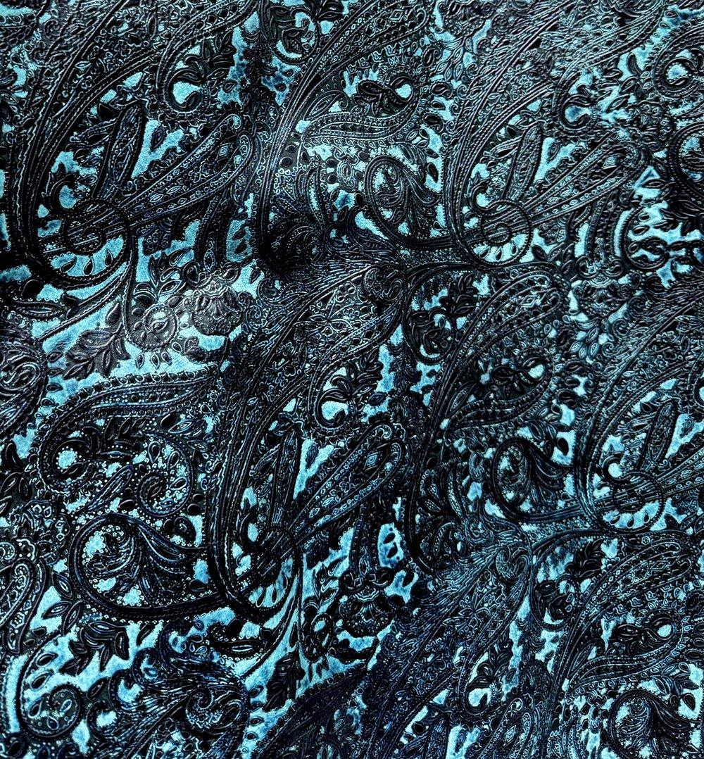 Paisley aqua embossed leather - Your Western Decor