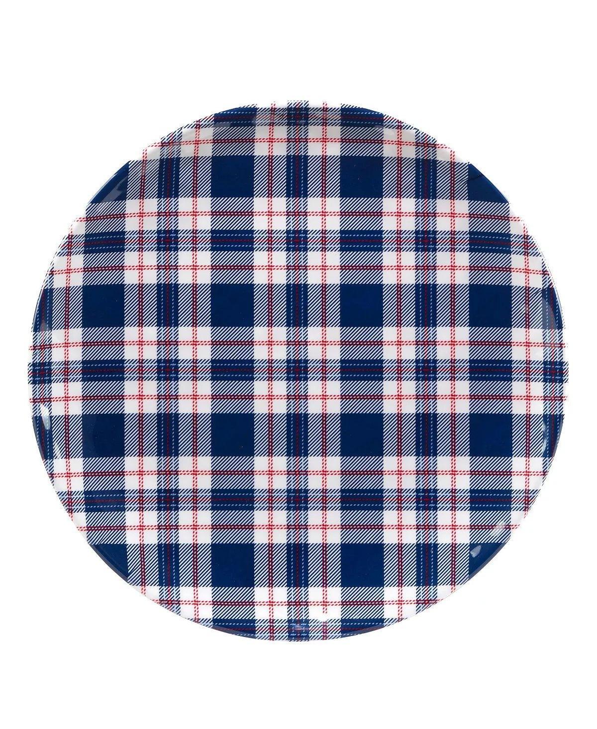 Patriotic Plaid Round Platter - Your Western Decor