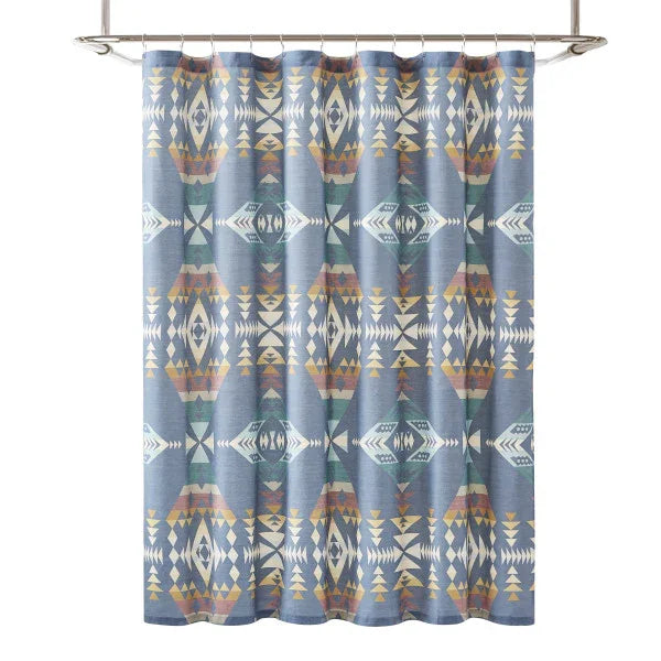 Pendleton Diamond Peak Shower Curtain - Blue Aztec Pattern - Your Western Decor