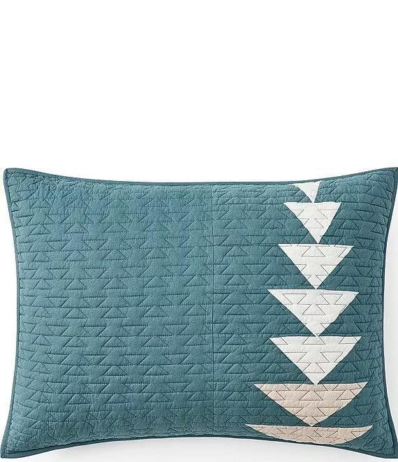 Harding Pieced Quilt Set - 100% Cotton - Blue, White & Rust Red - Harding Pattern - Pillow Sham - Your Western Decor