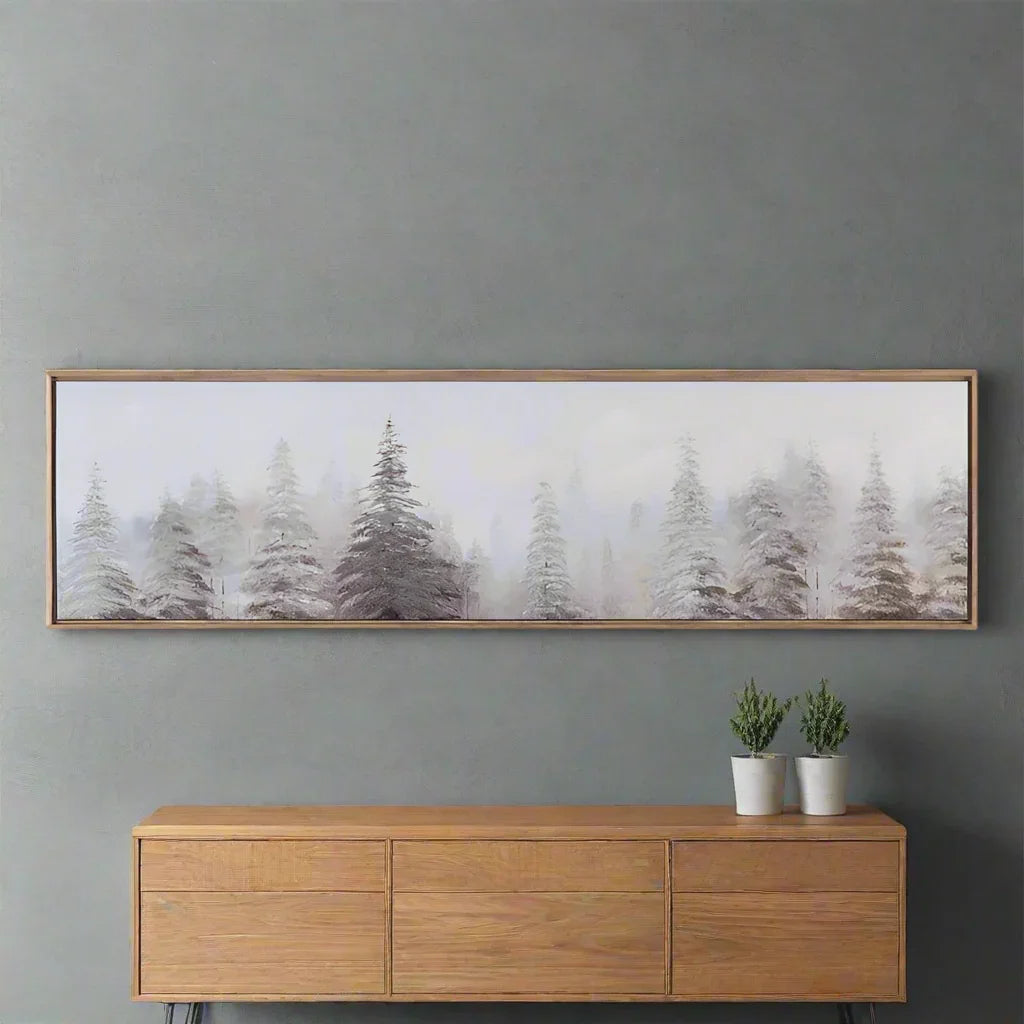 Pine Forest Canvas Painting - Landscape Painting - Pine trees fading artwork - Rustic Wood Frame - Your Western Decor