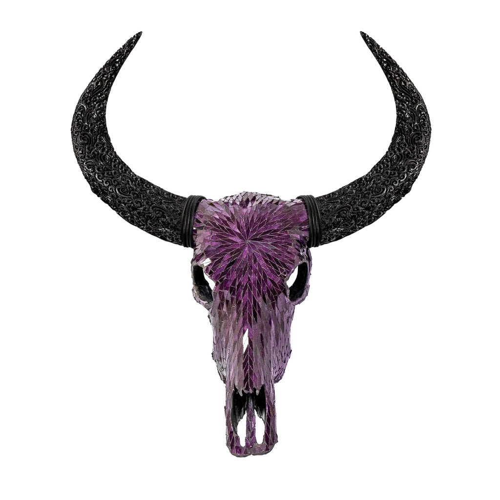 Purple Glass Mosaic Buffalo Skull - Your Western Decor