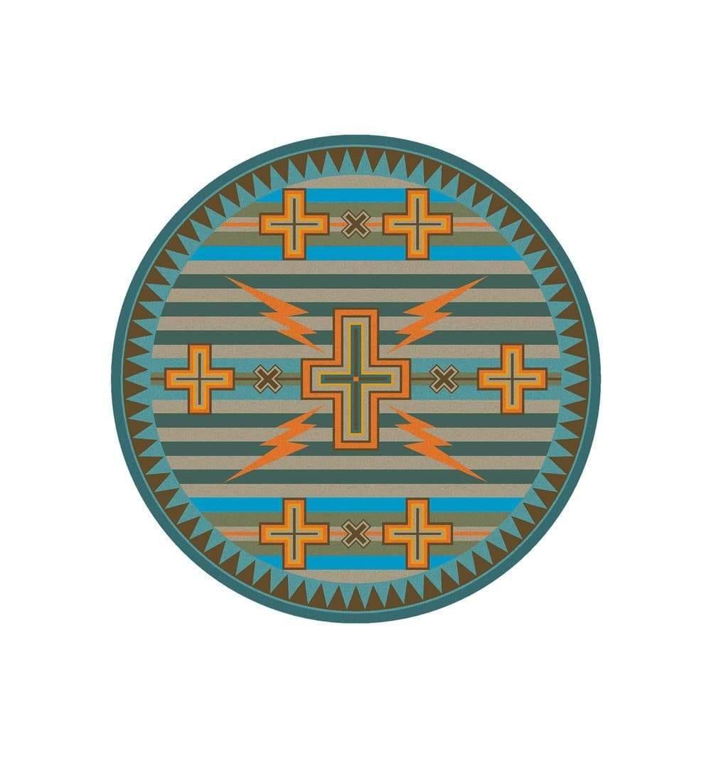 Tempest Turquoise Southwest 8' Round Area Rug - Made in the USA - Your Western Decor