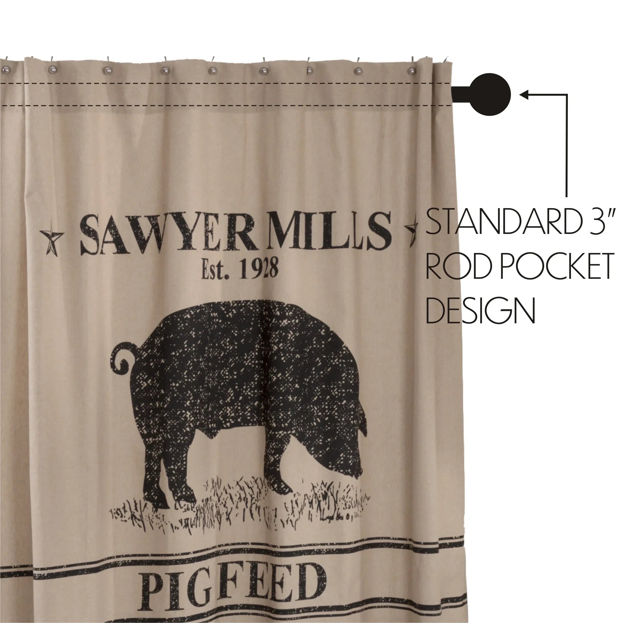 Sawyer Mill Pig Feed Farmhouse Shower Curtain - Your Western Decor
