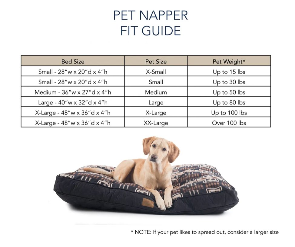 Pet Napper Dog Bed Size Guide - Your Western Decor