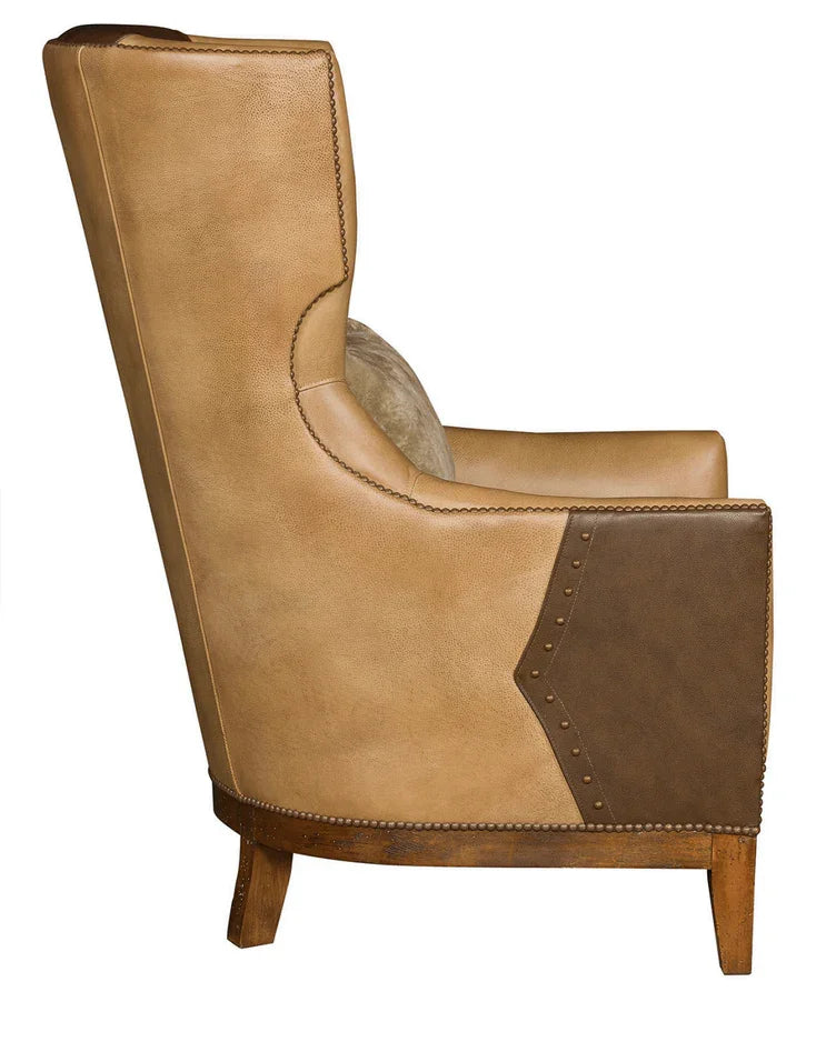 American made Sydnee Western Leather Wingback Chair side - Your Western Decor