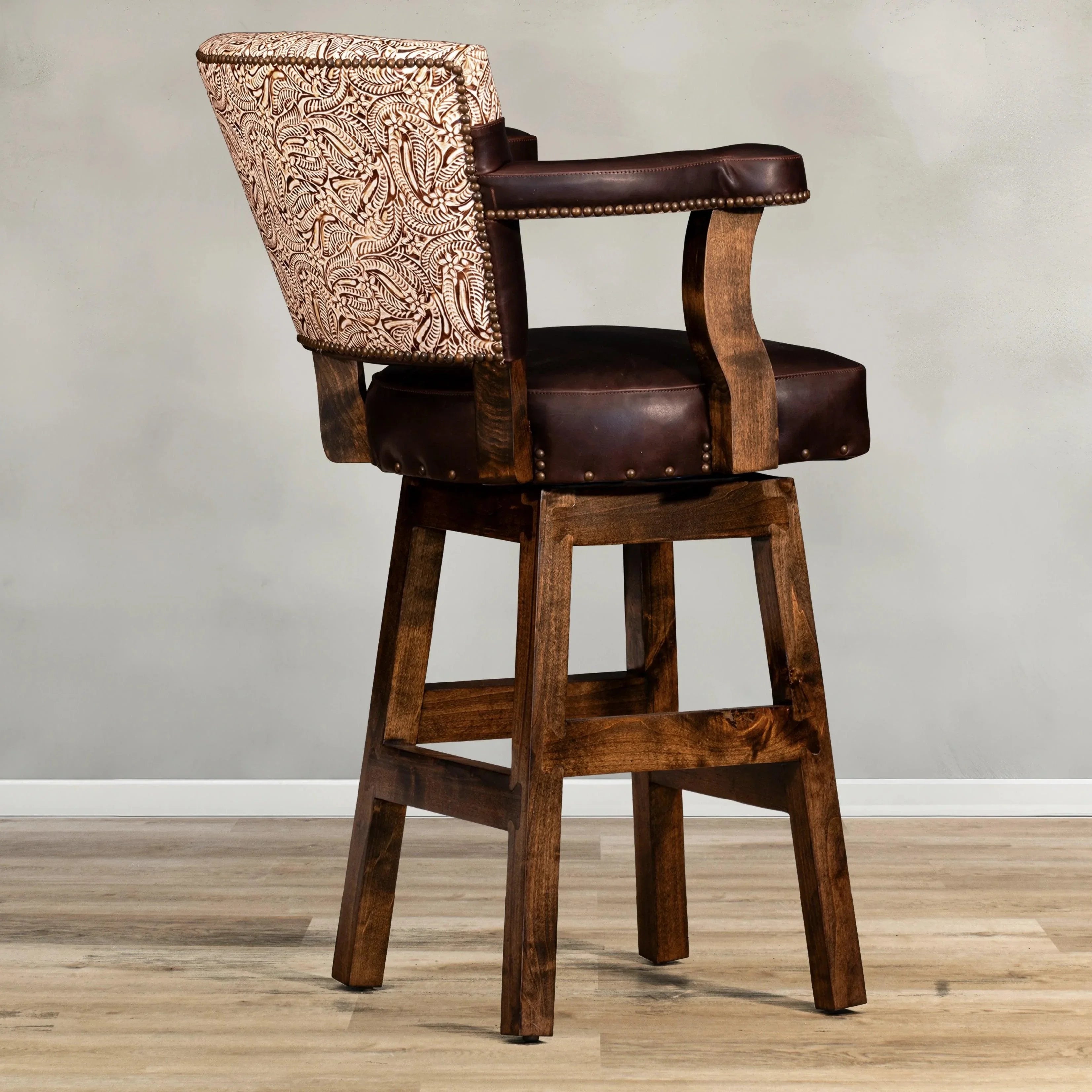 American made Chisum Western Leather Bar Chair - Your Western Decor