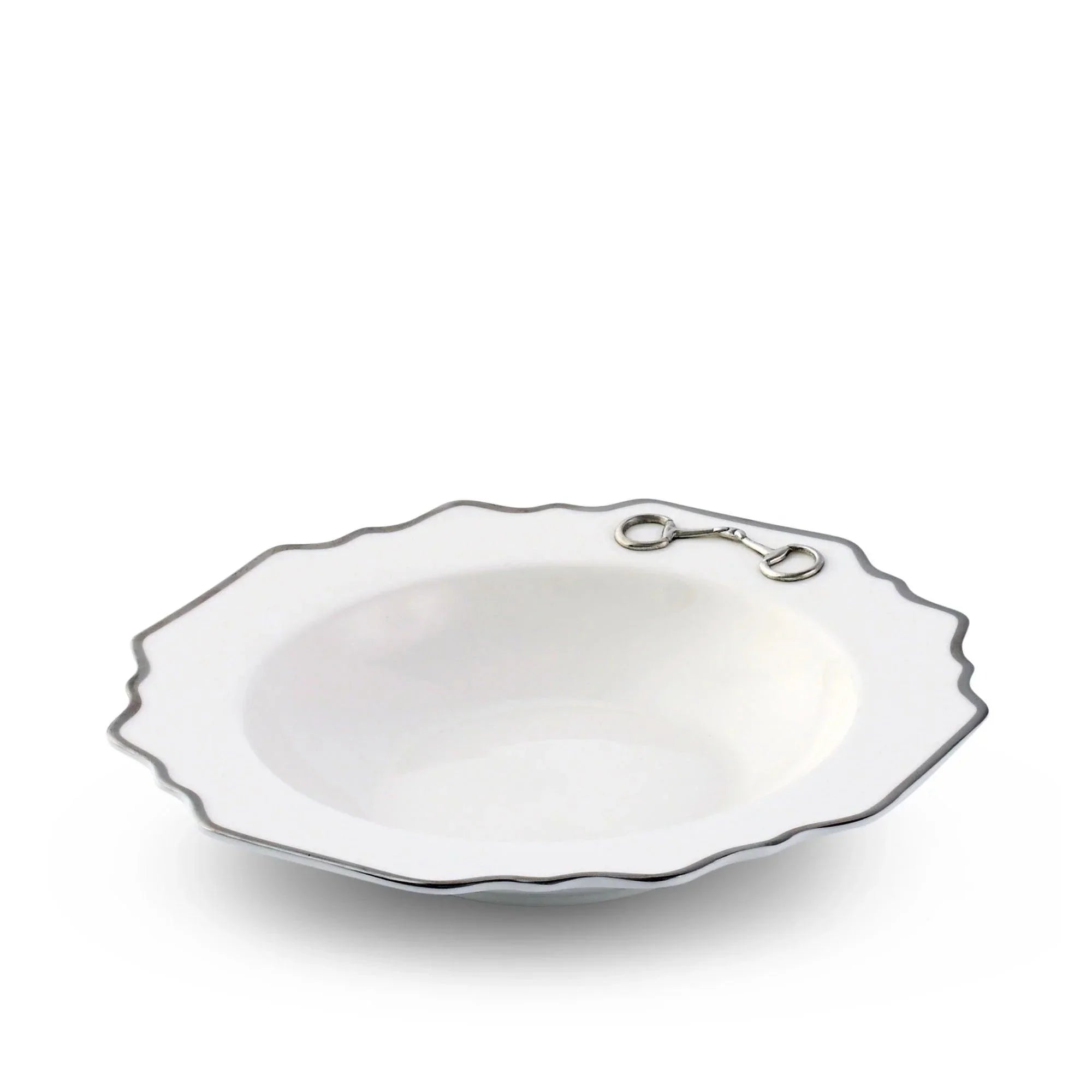 Snaffle Bit Platinum Scallop Soup Bowl - Your Western Decor