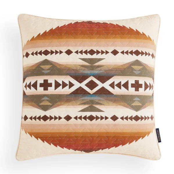 Solstice Canyon Euro Sham - Triangle geometric pattern - sunset colors on Ivory - Your Western Decor