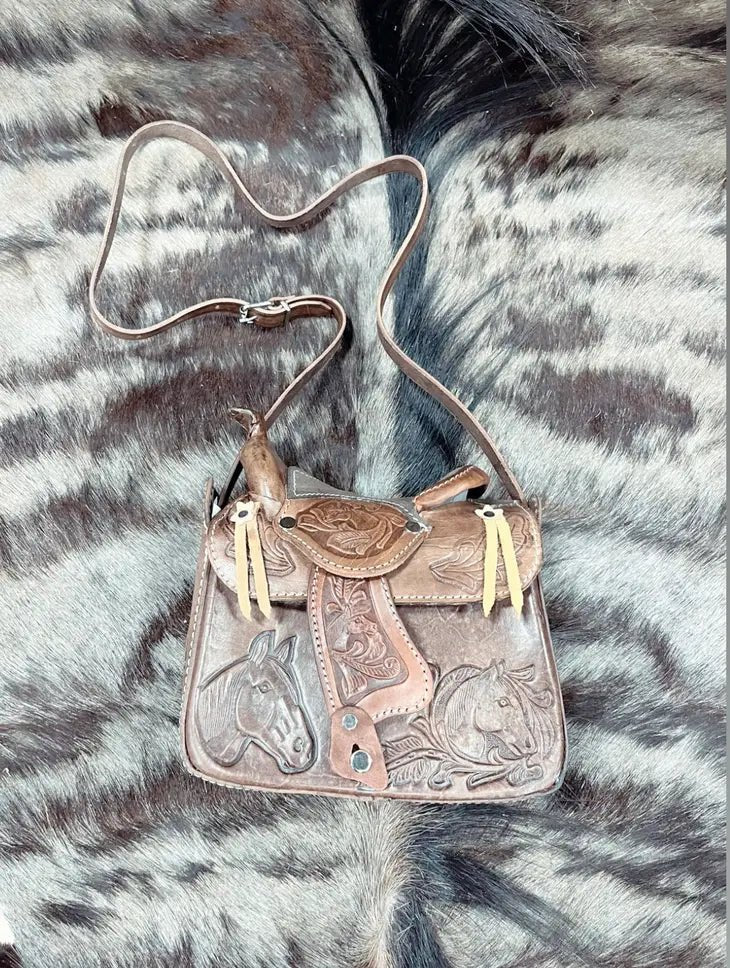 Tooled Leather Saddle Purse Brown - Your Western Decor