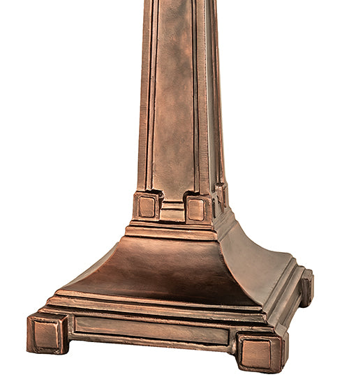 Valencia Turquoise Mission table lamp base detail in mahogany bronze with geometric pedestal design