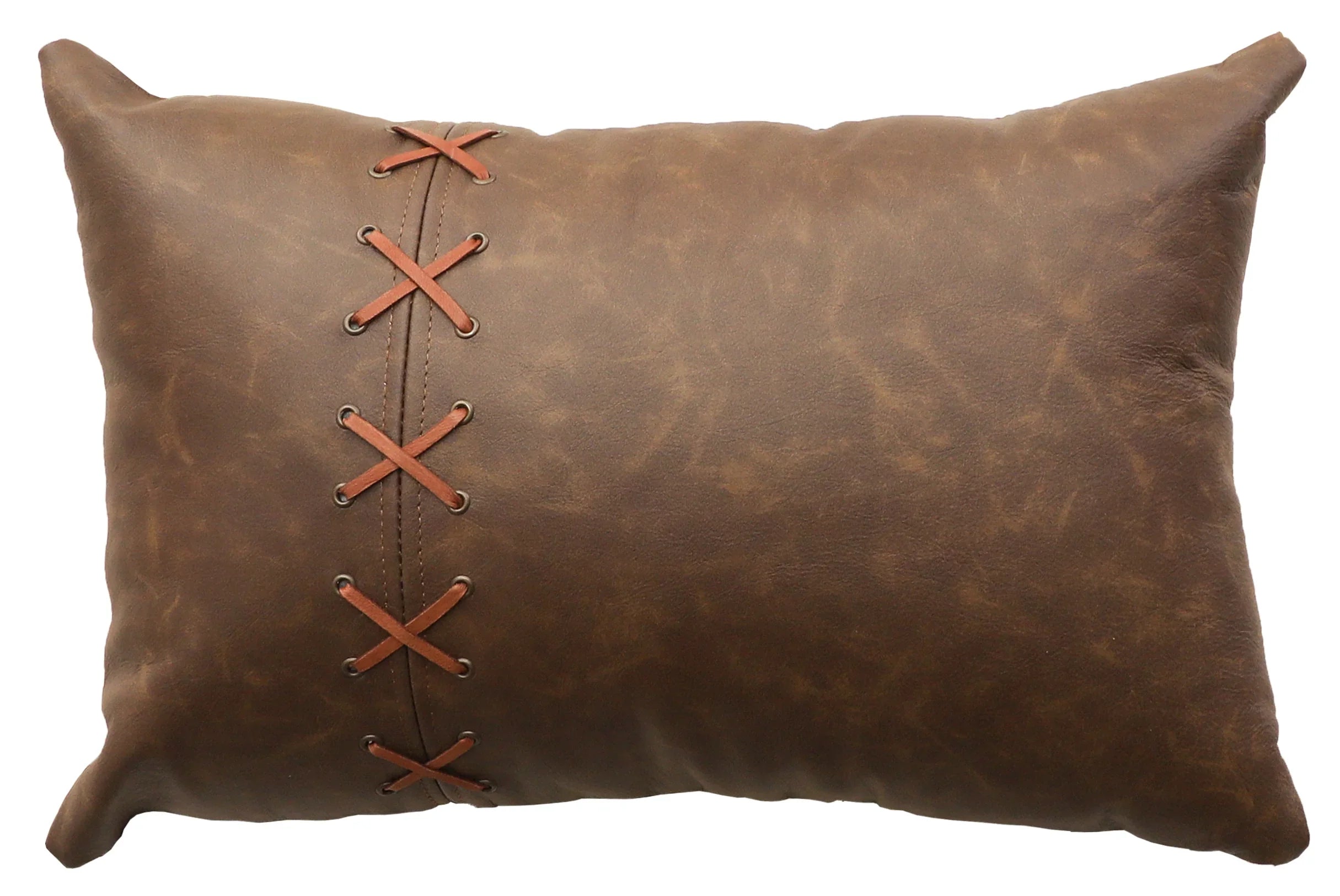 Butte Leather Pillow - 12x18 - Fabric Back