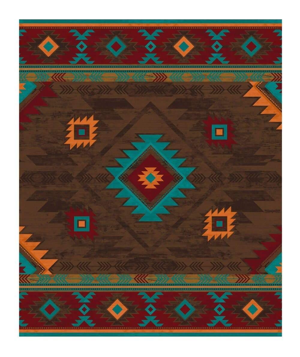 Aztec Whiskey River Rug in Turquoise XL 11x13 - Made in the USA - Your Western Decor