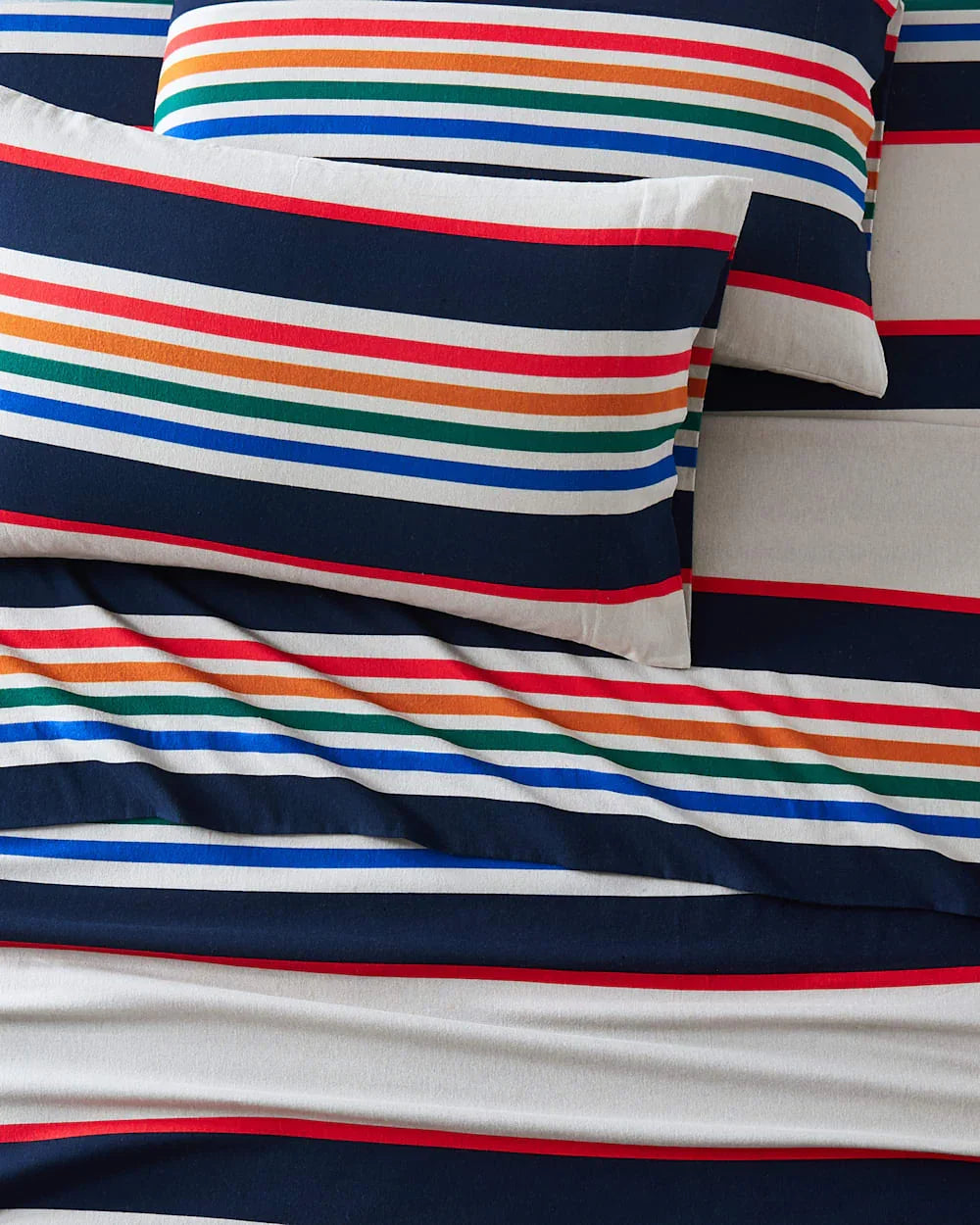 Yellowstone National Park Sheet Set - Grey with Navy blue, red, yellow & orange stripes - Your Western Decor