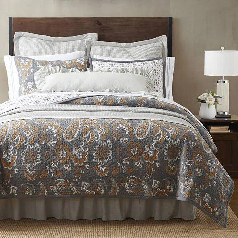 addy reversible quilt set grey - Your Western Decor