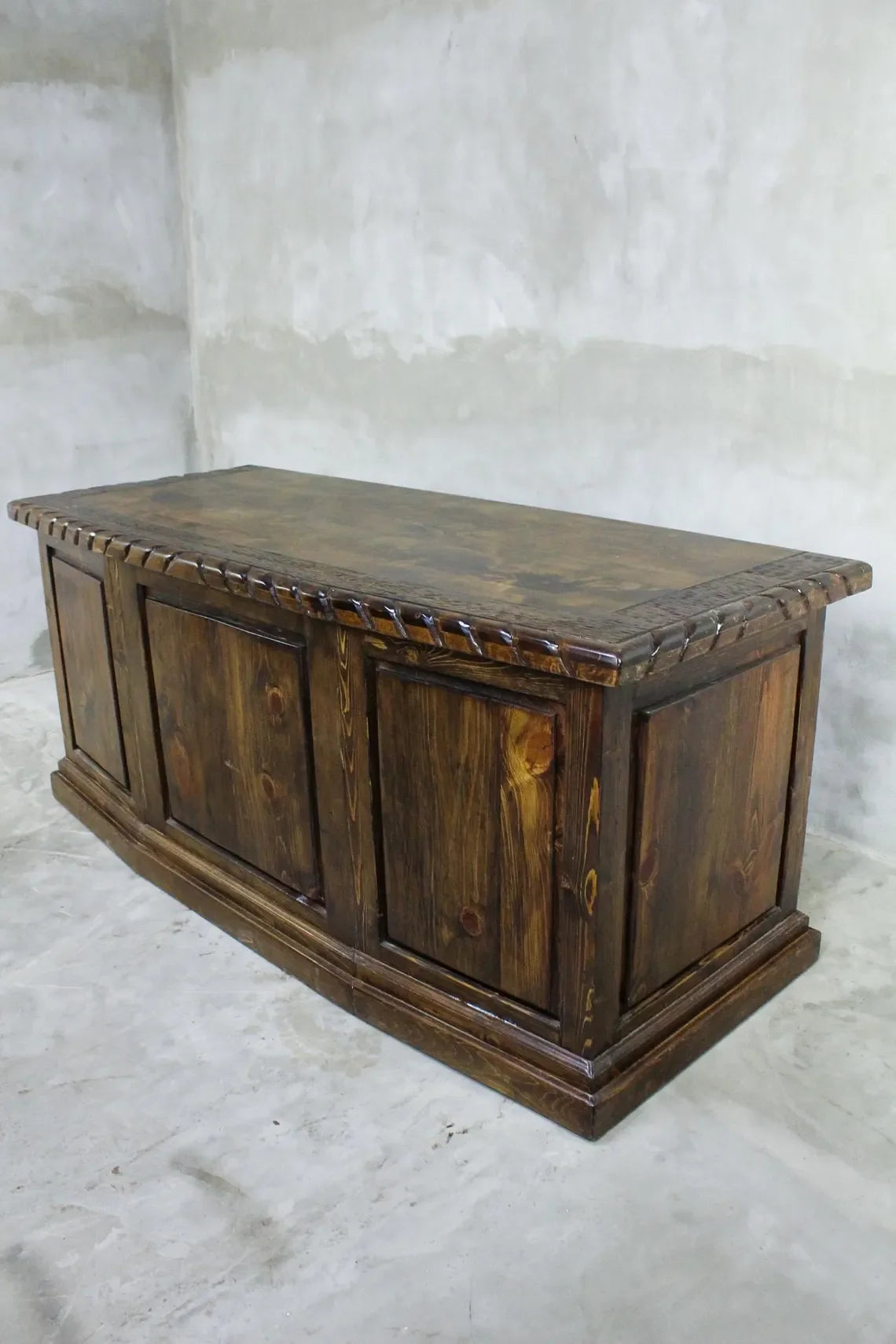 Rustic desk with carvings - Your Western Decor