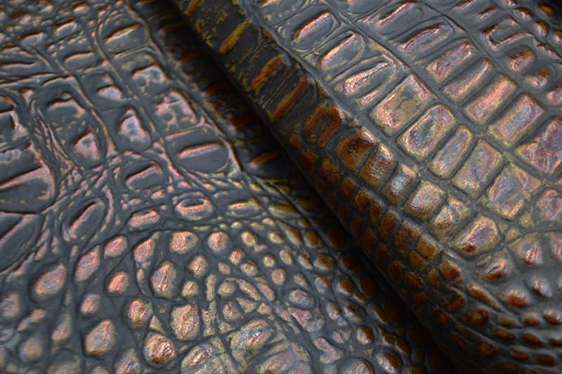 Alebrije reptile embossed leather with metallic color - Your Western Decor